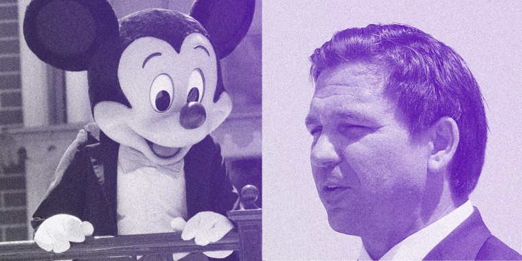 Photo Illustration: Mickey Mouse and Florida governor Ron DeSantis