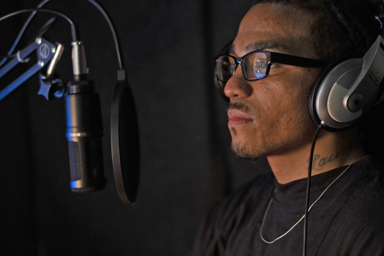 Inmate Darrius D. Turner in the recording room at Limon Correctional Facility