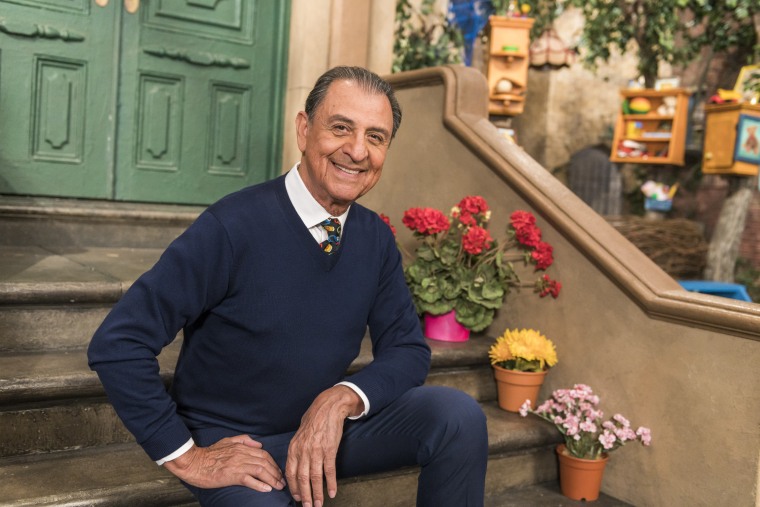 Emilio Delgado at Kaufman Astoria Studios while filming the 50th season of "Sesame Street," in October 2018. Delgado died Thursday.