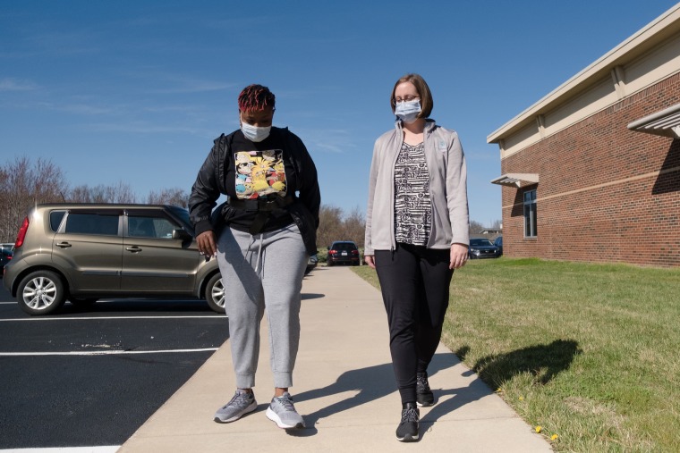 Hairston works on doing long walks during her physical therapy appointment.