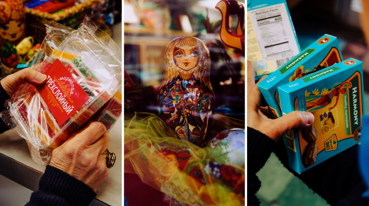 Image: Ukrainian sweets, nesting dolls and Ukrainian marmalade at Moscow on the Hudson.