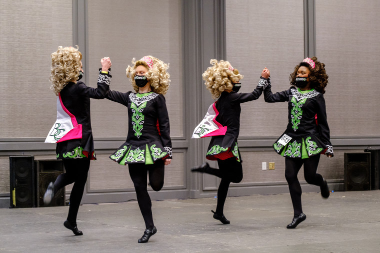 Imani Johnson performs with other members of Atlanta Irish Dance.