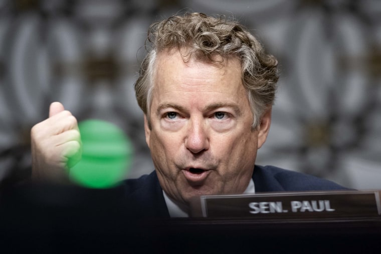 Sen. Rand Paul questions Dr. Anthony Fauci at a hearing on Capitol Hill on January 11, 2022 in Washington, D.C.