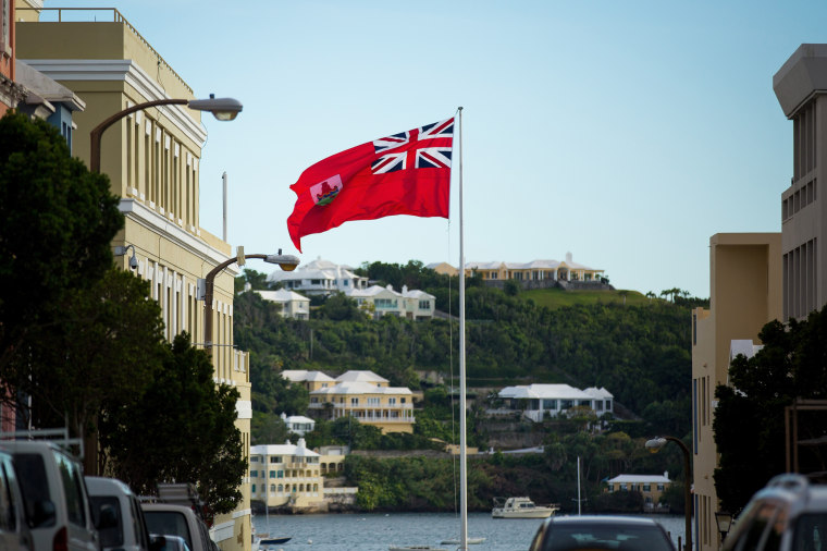 The flag of Bermuda flies in Hamilton.