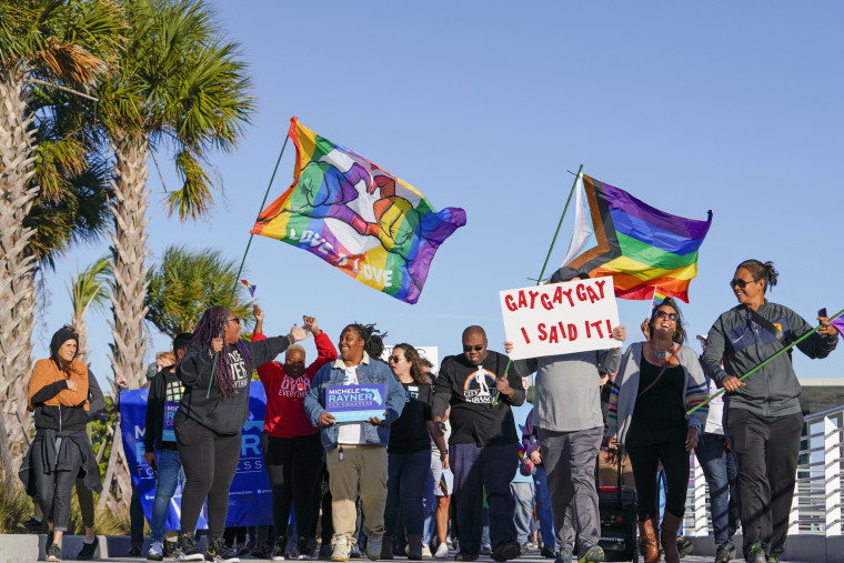 Marchers against the "Don't Say Gay" bill