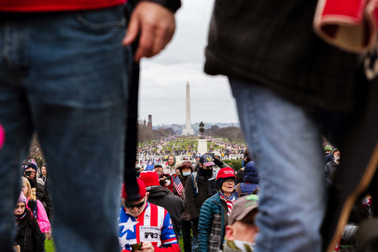 Pro-Trump protesters break through barriers onto the grounds of the Capitol on January 6, 2021 in Washington, DC.