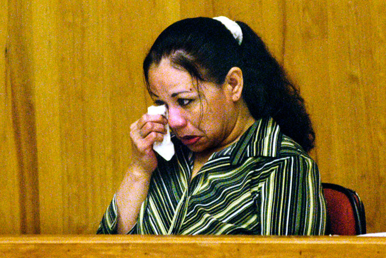 Melissa Lucio cries after receiving a death sentence on July 10, 2008, in Brownsville, Texas.
