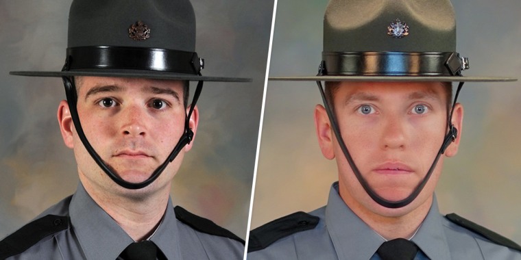 Trooper Martin F. Mack III, 33, and Trooper Branden T. Sisca, 29, were struck and killed by a driver Monday morning on I-95 south near milepost 18, Philadelphia.