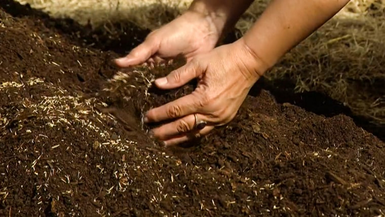 The remains of the first person to be composted were spread out in a ceremony in Fremont County, Colo., on March 20, 2022, after the process was made legal last year.