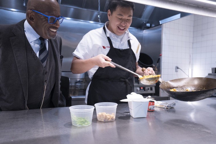 Chef Lucas Sin of Nice Day Chinese teaches Al Roker how to make his signature dish mapo macaroni and cheese.