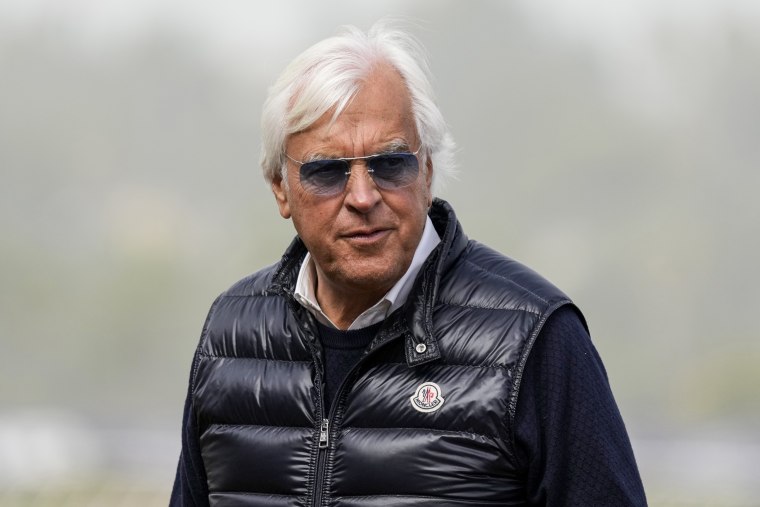 Horse trainer Bob Baffert looks on prior to the Breeders' Cup horse races at Del Mar racetrack in Del Mar, Calif., on Nov. 5, 2021.