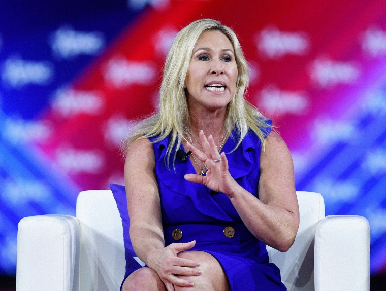 Rep. Marjorie Taylor Greene speaks at the 2022 Conservative Political Action Conference on Feb. 26 in Orlando, Fla.