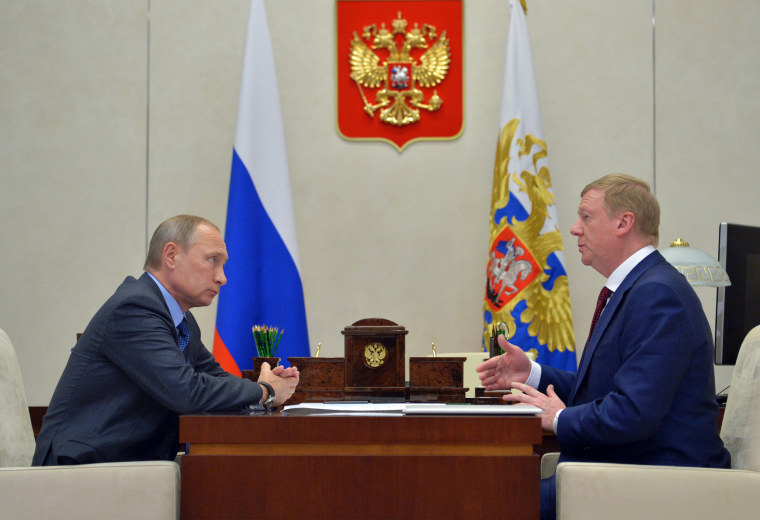 Russian President Vladimir Putin meets with Anatoly Chubais