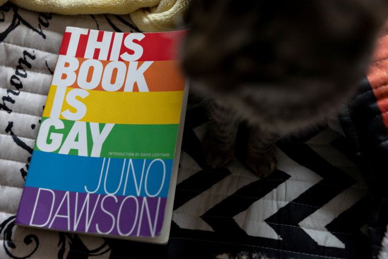 Image: Lou Whiting's copy of "This Book is Gay" by Juno Dawson, which was banned by the Granbury ISD. “I’ve read this book however many times I questioned my identity”, said Whiting, noting the positive impact it had on them to read books they can identify with.