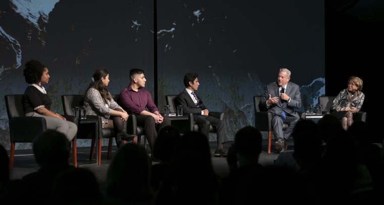 Former Vice President Al Gore addresses youth climate leaders from Georgetown University at the Kennedy Center in Washington, D.C., on Wednesday.