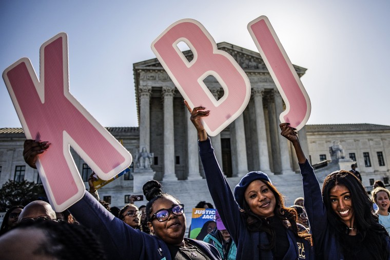 Image: Law students from Southern University Law Center traveled from Baton Rouge, La., to support Judge Ketanji Brown Jackson at a rally outside the U.S. Capitol on March 21, 2022.