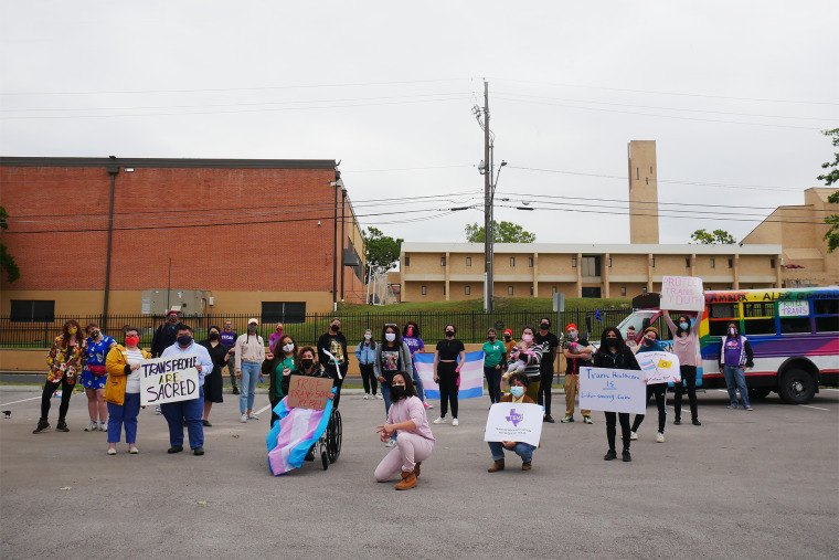 The Transgender Education Network of Texas at a protest last year.