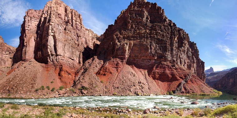 Hance Rapid is located where Red Canyon intersects with the Colorado River at River Mile 77.