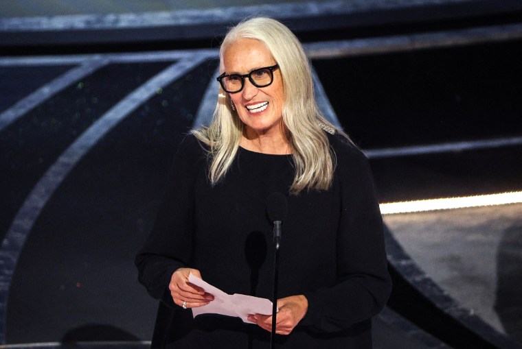 Image: Jane Campion accepts the award for best director for "The Power of the Dog" at the Oscars on Sunday in Los Angeles.