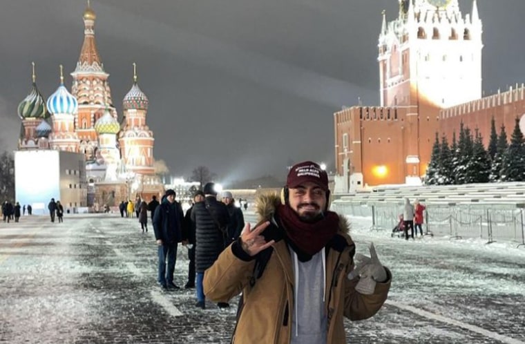 Dennis Lastra on the Red Square in Moscow in January.
