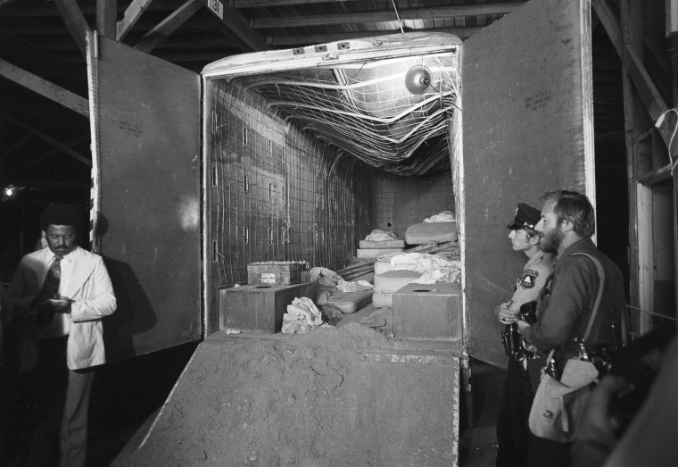 The inside of the van that was used as a prison for the 26 kidnapped Chowchilla schoolchildren and their bus driver in Livermore, Calif., on July 24, 1976. 