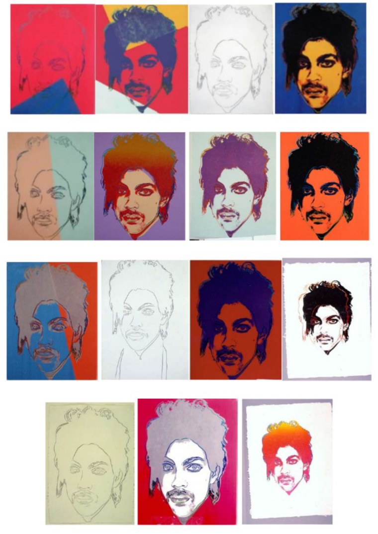 Images from Andy Warhol's series on the musician Prince.