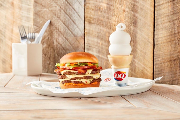 Dairy Queen’s Flamethrower Stackburger and small ice cream cone