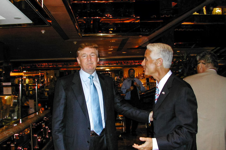 Donald Trump and Charlie Crist at a fundraiser that Trump held at Trump Tower to support Crist's bid for governor, in New York, 2006.