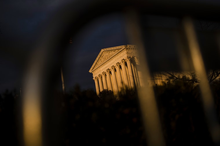 The U.S. Supreme Court at sunset on Nov. 29, 2021.