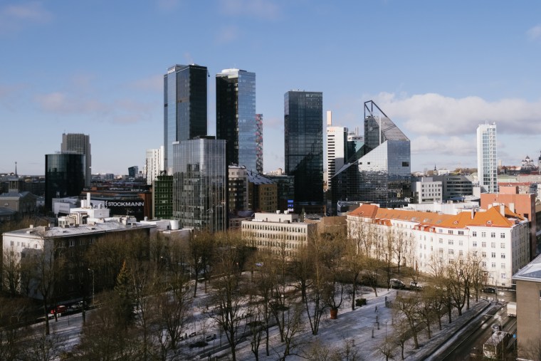 High-rise buildings in the heart of Tallinn, Estonia, on Thursday morning. 