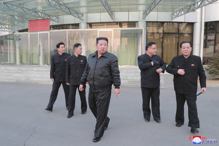 In this undated photo provided by the North Korean government on Thursday, North Korean leader Kim Jong Un visits the National Aerospace Development Administration.