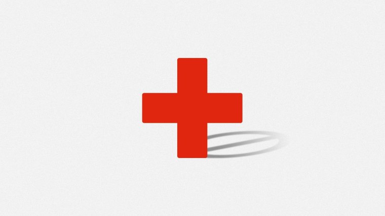 Una cruz médica tiene como sobra un símbolo de no pasar, en representación de falta de acceso a servicios de cuidado de saud.
