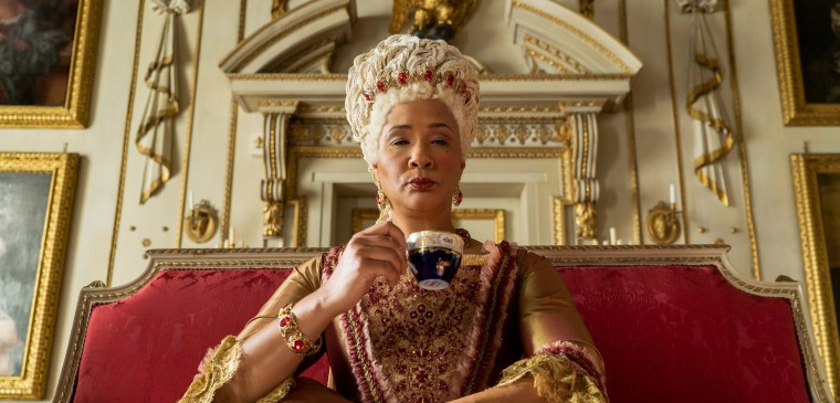 Queen Charlotte (Golda Roshuevel) is often in her cups.