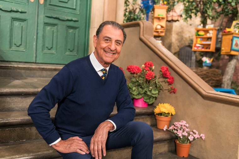 Delgado on set during the 2018 filming of the 50th season of 