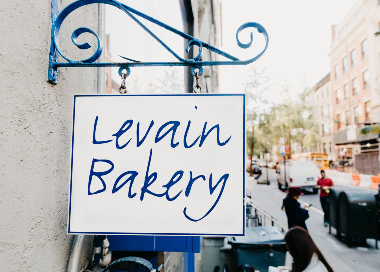 The sign outside the original Levain Bakery on 74th and Amsterdam.