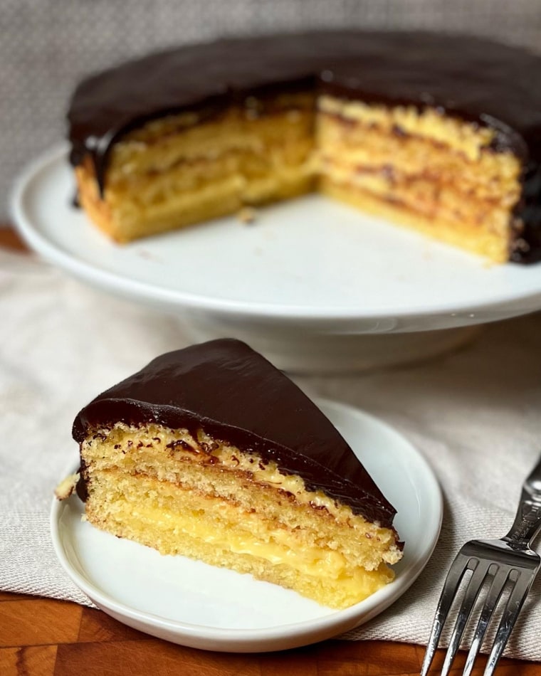 The final recipe of the project: Garten's Boston Cream Pie.