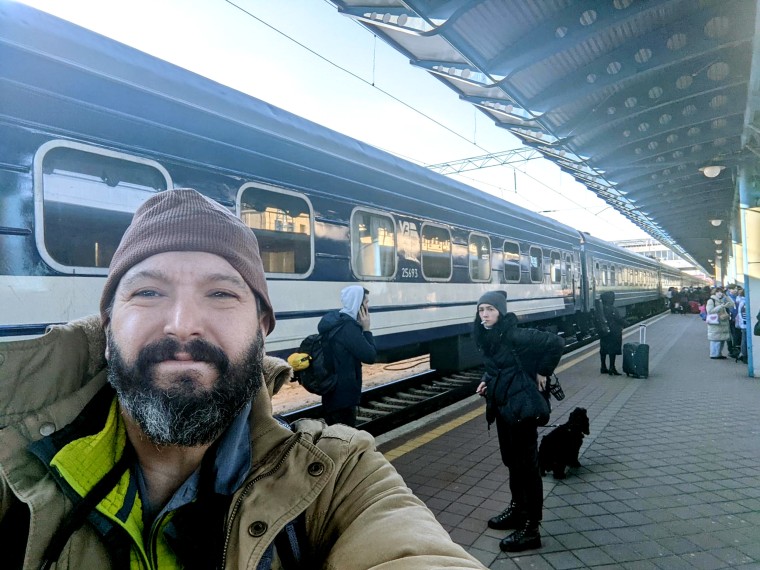 Project Dynamo was founded to help rescue Americans and U.S. allies out of Afghanistan. Co-founder Bryan Stern took a selfie at a train station in Ukraine.