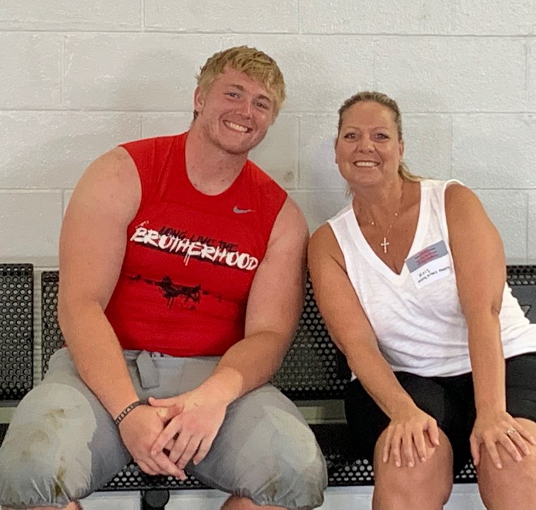 Former Ohio State football player with his mother, Kristina Miller, who wrote an essay for TODAY about helping her son with his mental health struggles.