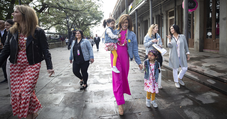 Hoda holds Hope in one arm while she holds hands with daughter Haley in this photo from New Orleans.