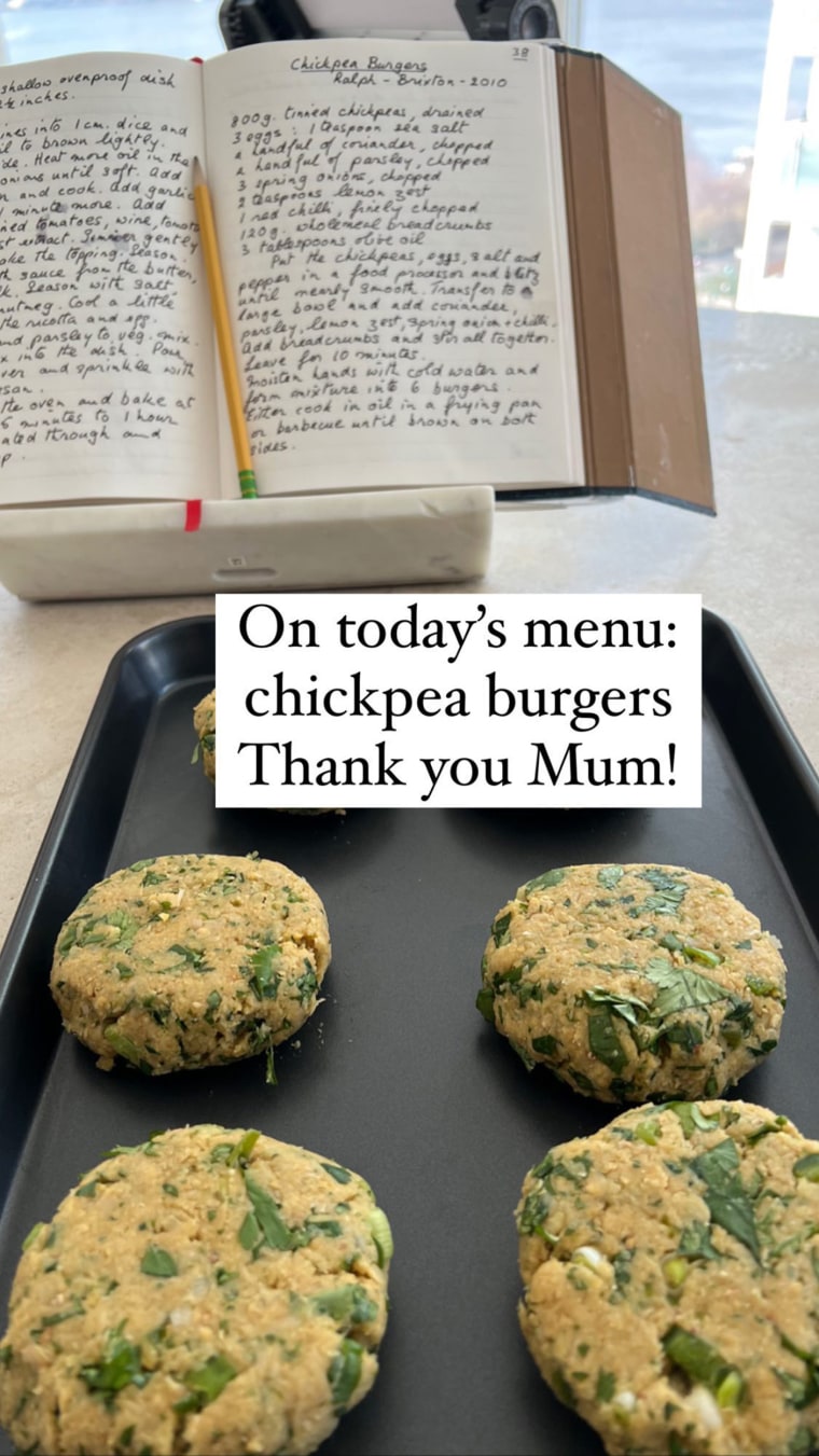 Hugh Jackman shared an Instagram story making his mother's Chickpea Burgers recipe. 