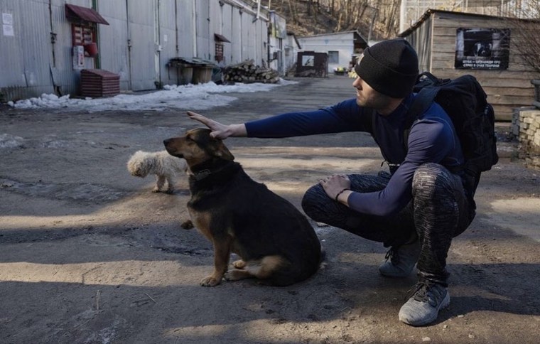 Every day, Jeff Praul takes many of the dogs in the animal shelter for a walk, working to build trust and give the animals a feeling of normalcy.