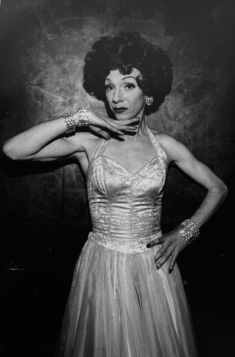 A portrait of drag icon Lypsinka photographed by Murray Hill. 