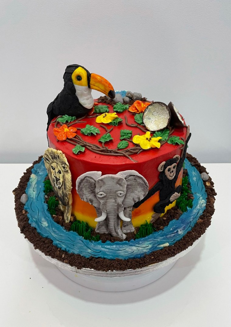 This was actually my audition cake for "Bake Off," based on a Kenyan safari. I went all out with the decoration, because I wanted to include as many decorating techniques as possible. It was quite emotional finishing this cake and seeing how far I'd come from my previous disasters.

