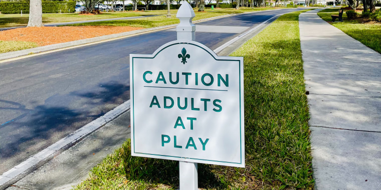 A sign in the retirement community where the author has been living for the past two years.