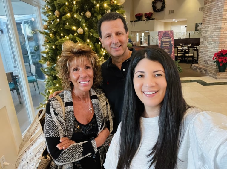 Manna with her parents, who were among the youngest in the retirement community — until their daughter moved in.