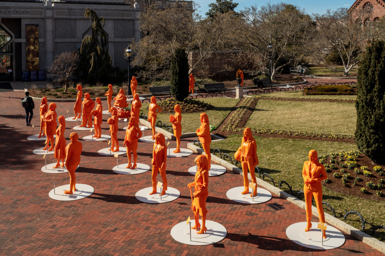 Each statue has a QR code that allows visitors to learn more about the figure depicted.
