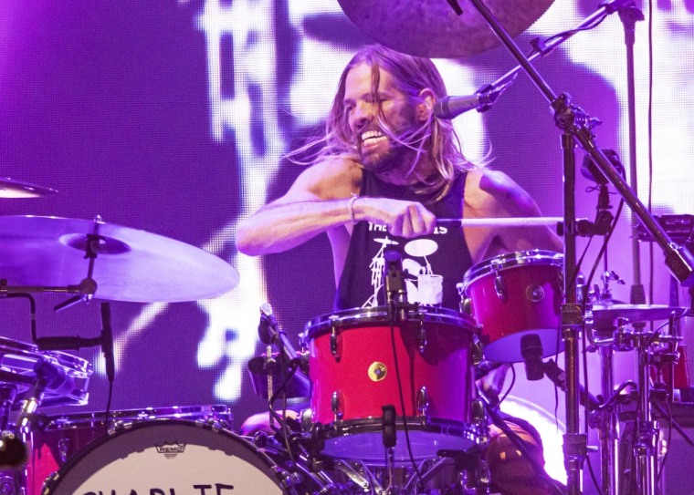 Taylor Hawkins of the Foo Fighters performs at the Shaky Knees Festival in Atlanta on Oct. 22, 2021.