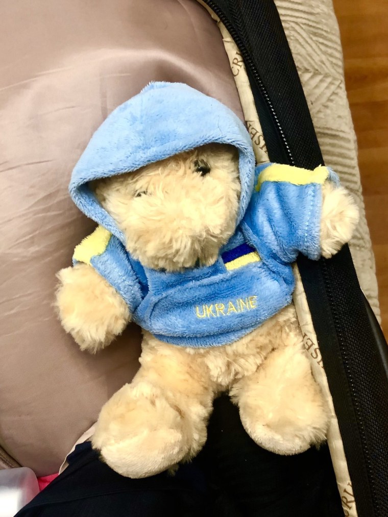 Ana's sister's favorite teddy bear, along for the journey to Poland.