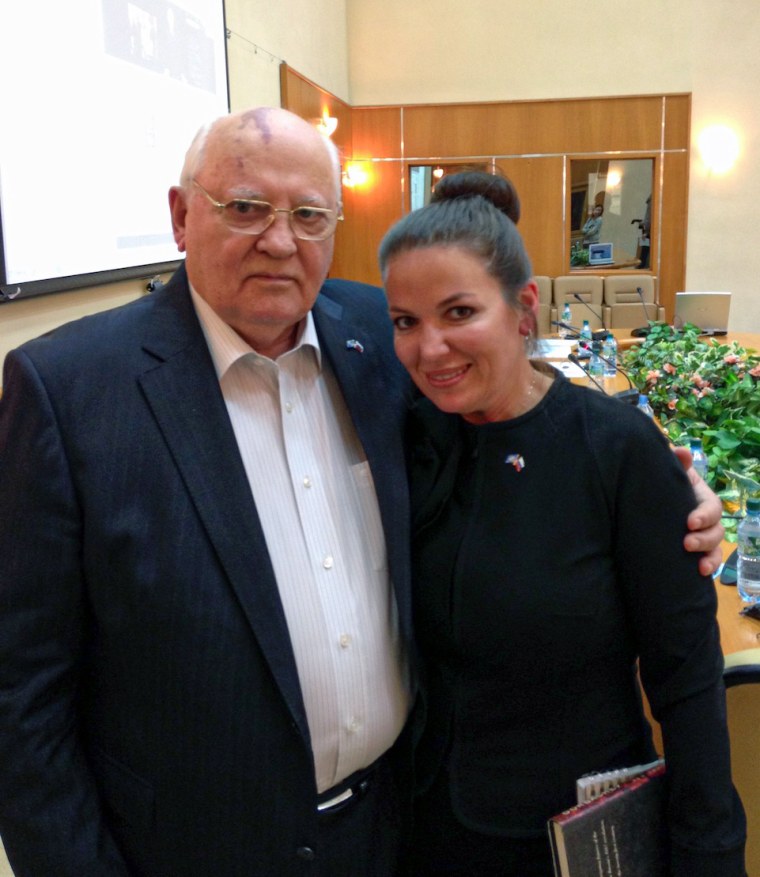 Julie with Mikhail Gorbachev, former president of the Soviet Union, in 2013.
