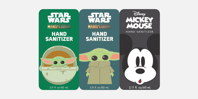 Image: Mandalorian Hand Sanitizer and Mickey Mouse Hand Sanitizer recall